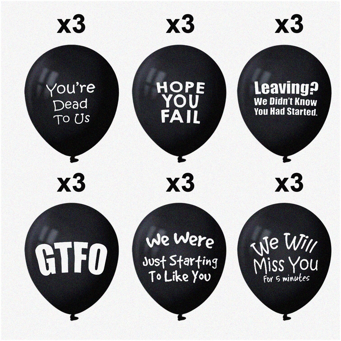 18-Pack Colorful Spoofy Word Balloons for Farewell Event