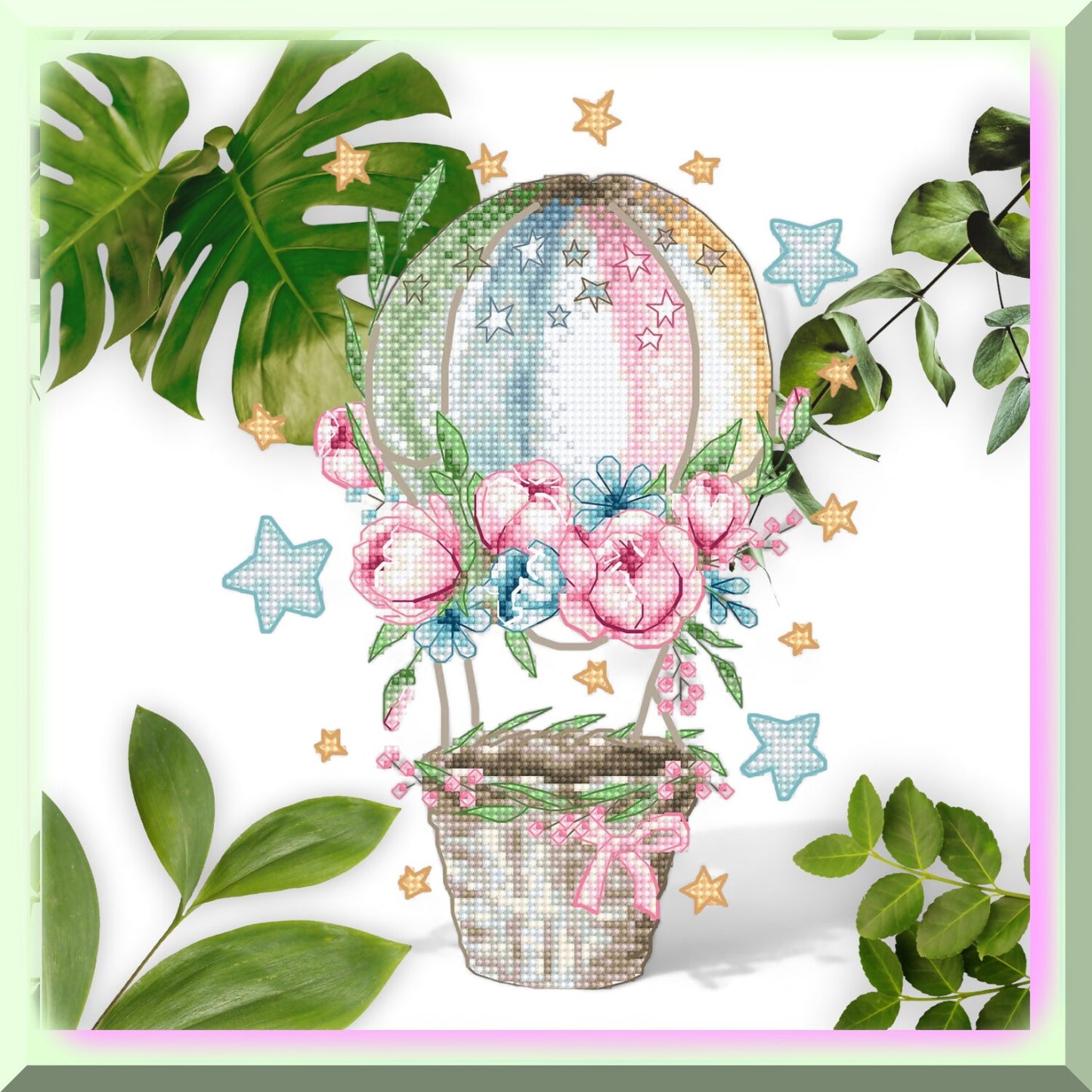 Cross Stitch Kit with Premium Canvas and Threads