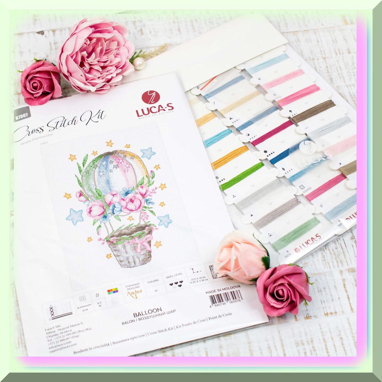 Cross Stitch Kit with Premium Canvas and Threads