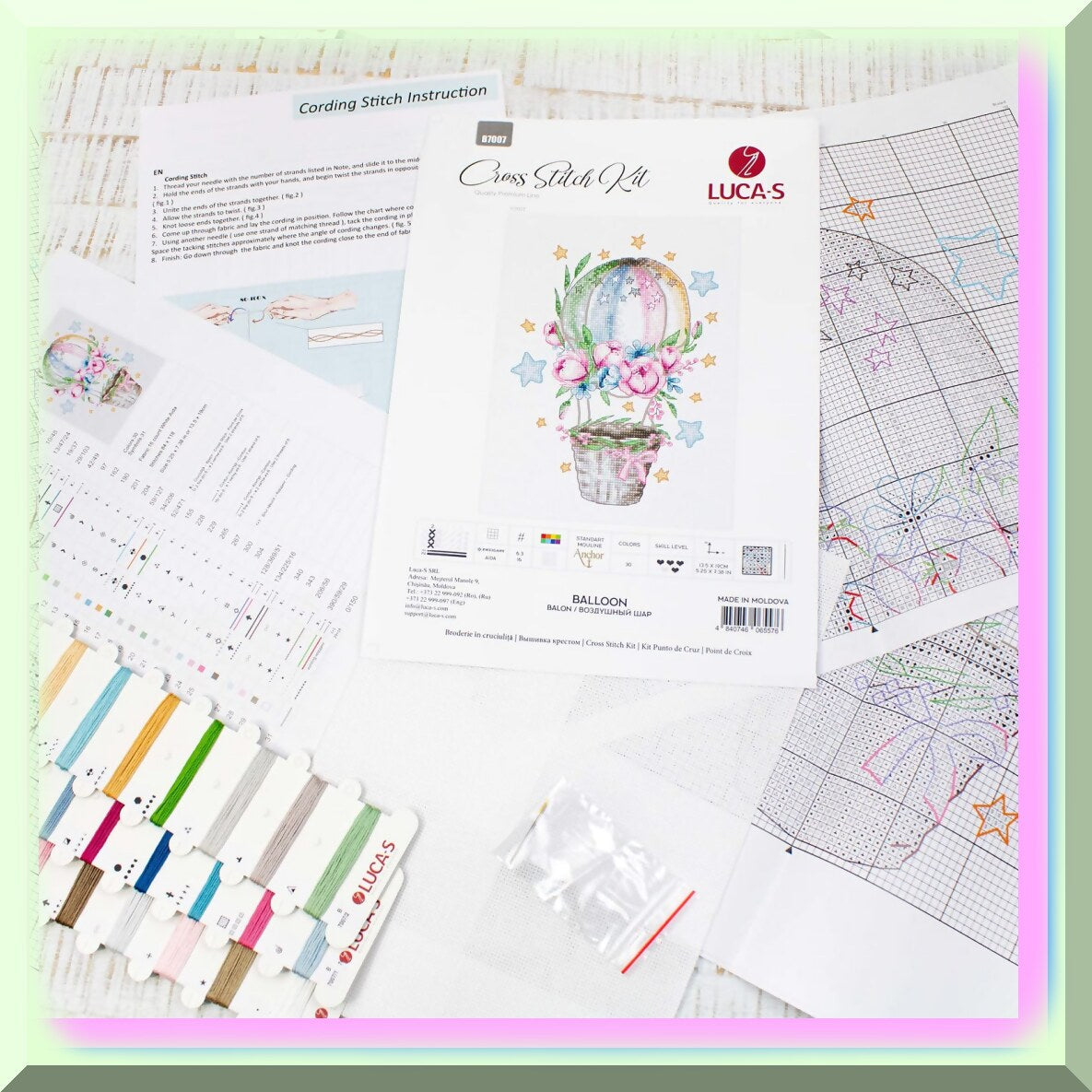 Cross Stitch Kit with Premium Canvas and Threads