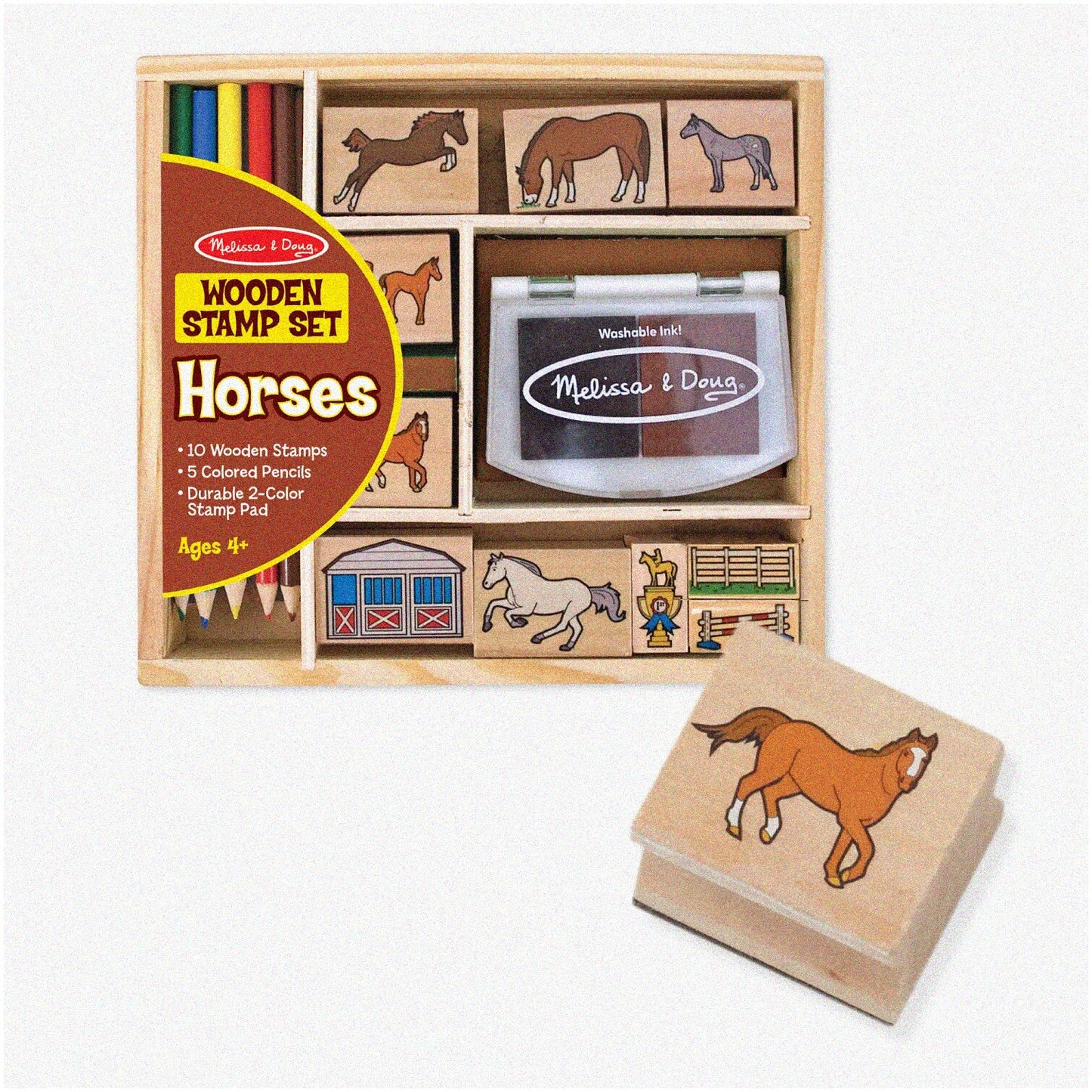 Horse Stable Stamp Set with 10 Stamps, 5 Pencils, 2-Color Inkpad