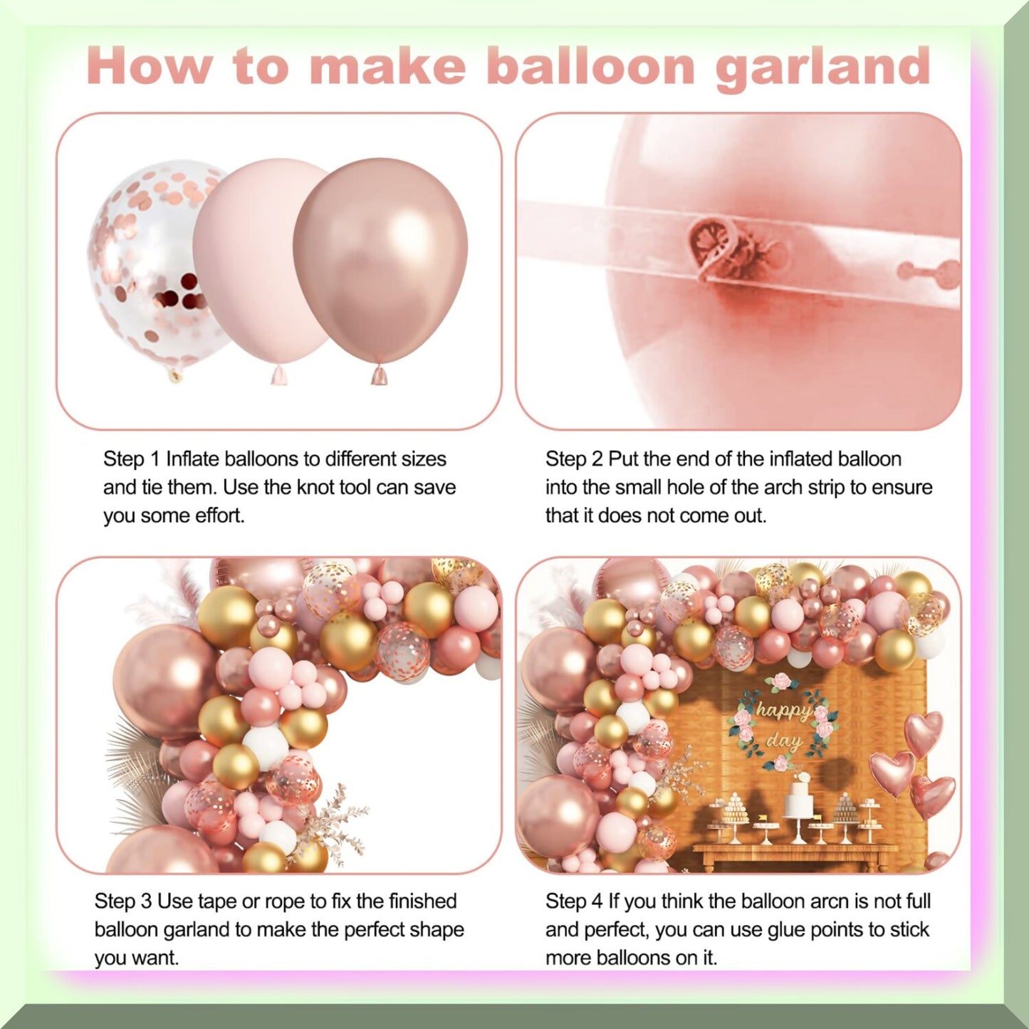 150pcs Rose Gold, Pink, White Gold Confetti Latex Balloon Garland Kit