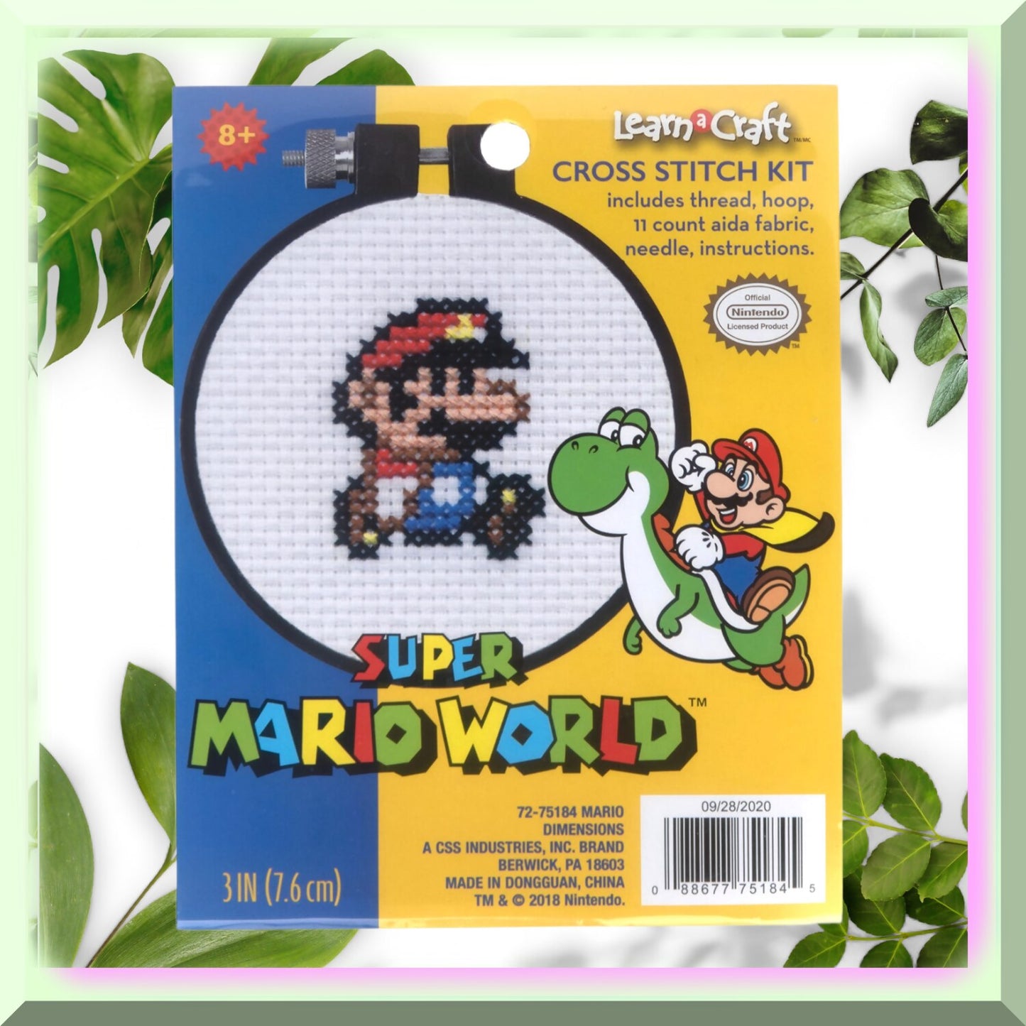 Beginner Cross Stitch Kit with Mario Theme and 11 Count Aida