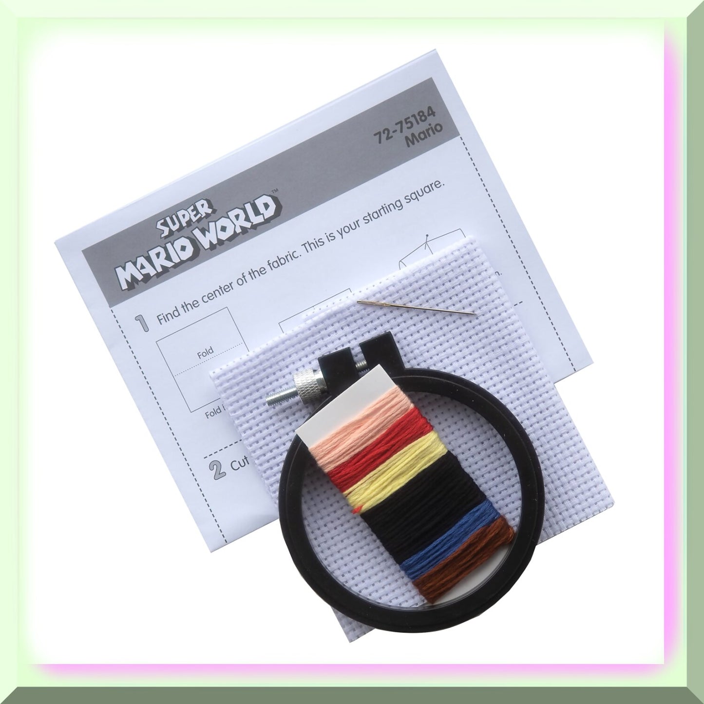 Beginner Cross Stitch Kit with Mario Theme and 11 Count Aida