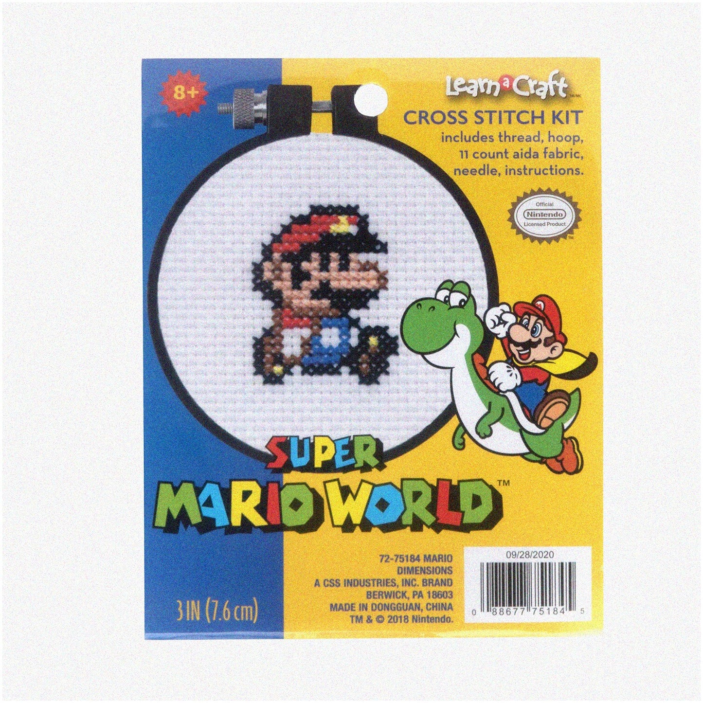 Beginner Cross Stitch Kit with Mario Theme and 11 Count Aida