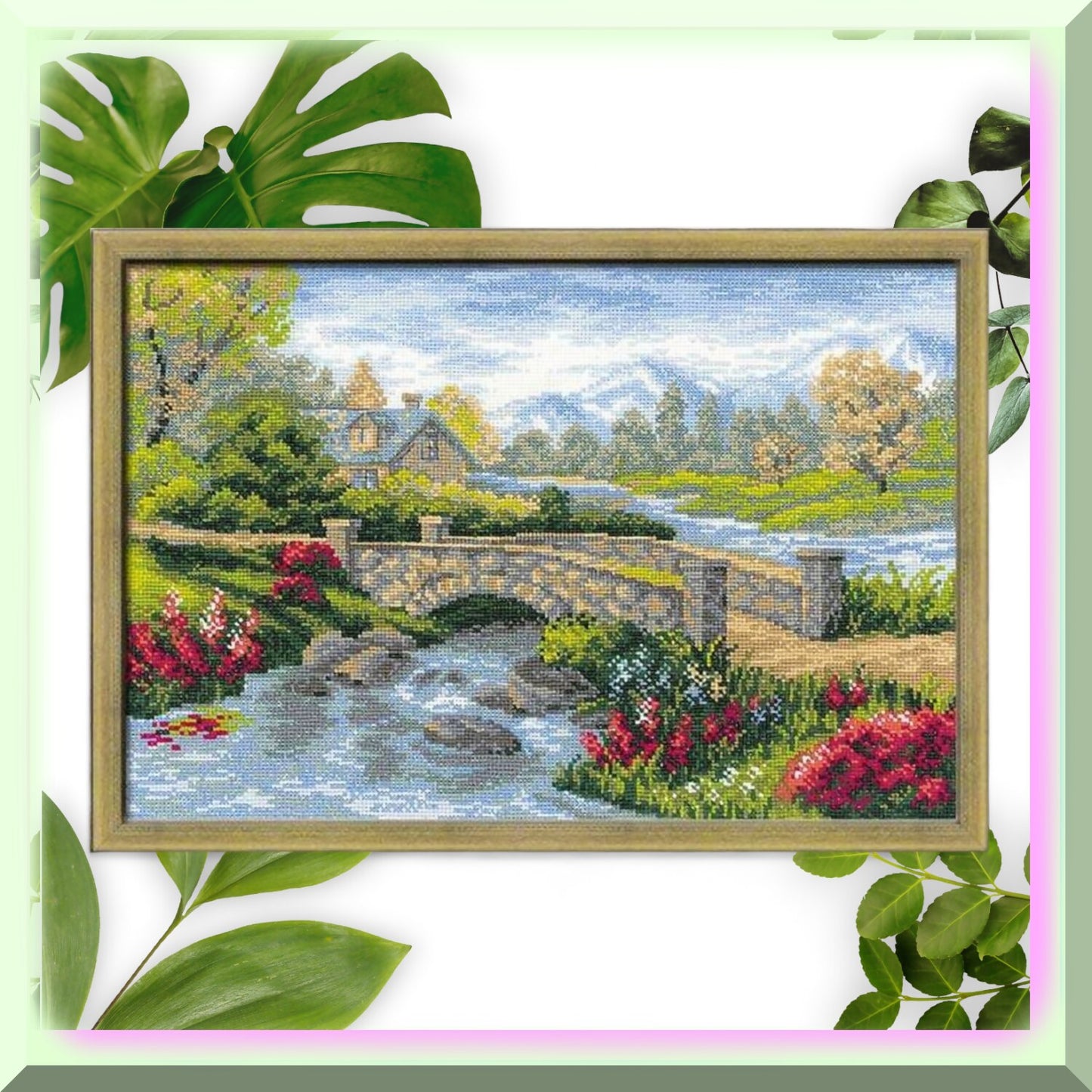Vibrant Cross Stitch Kit for Summer View Design