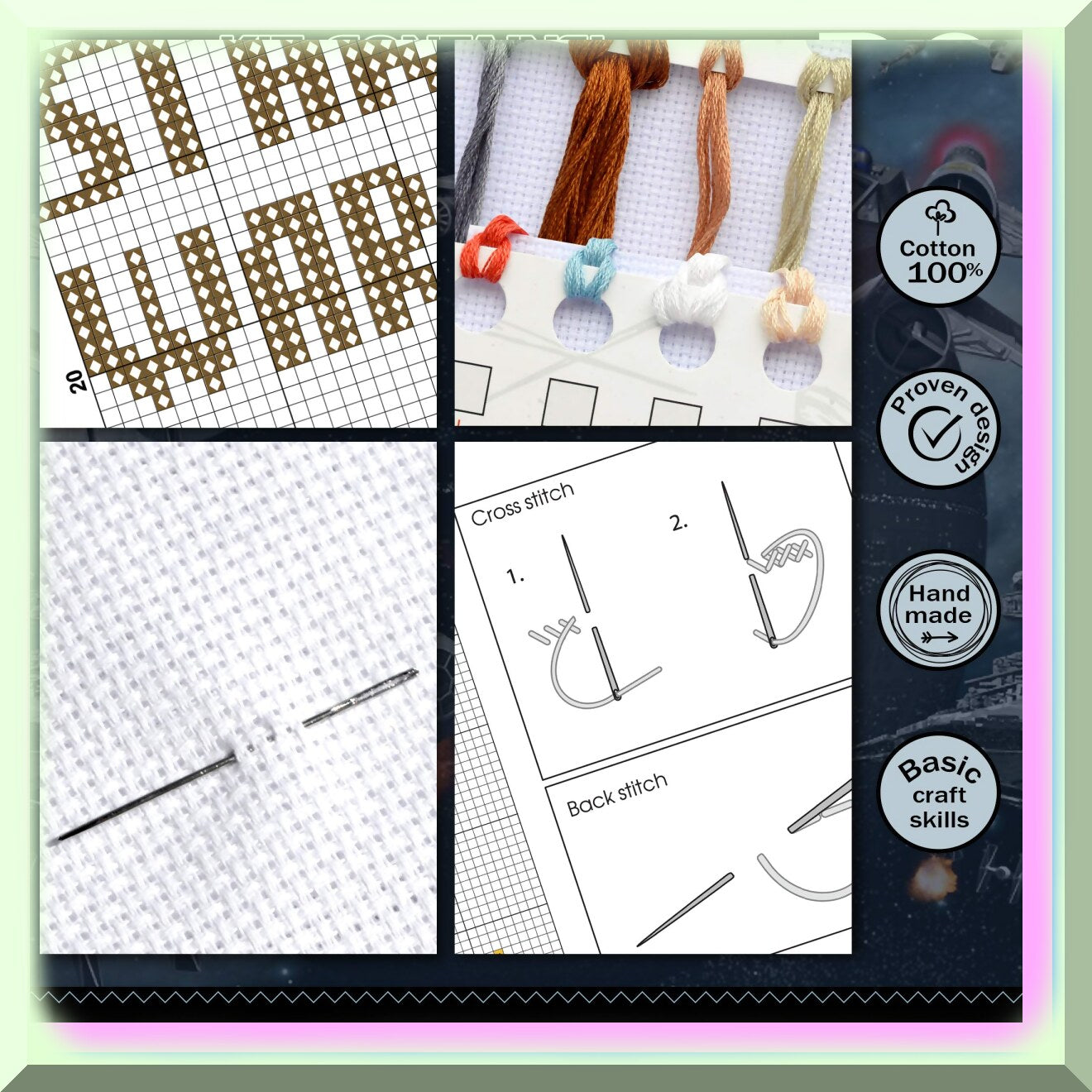 Rey Skywalker Cross Stitch Bookmark Kit for Embroidery