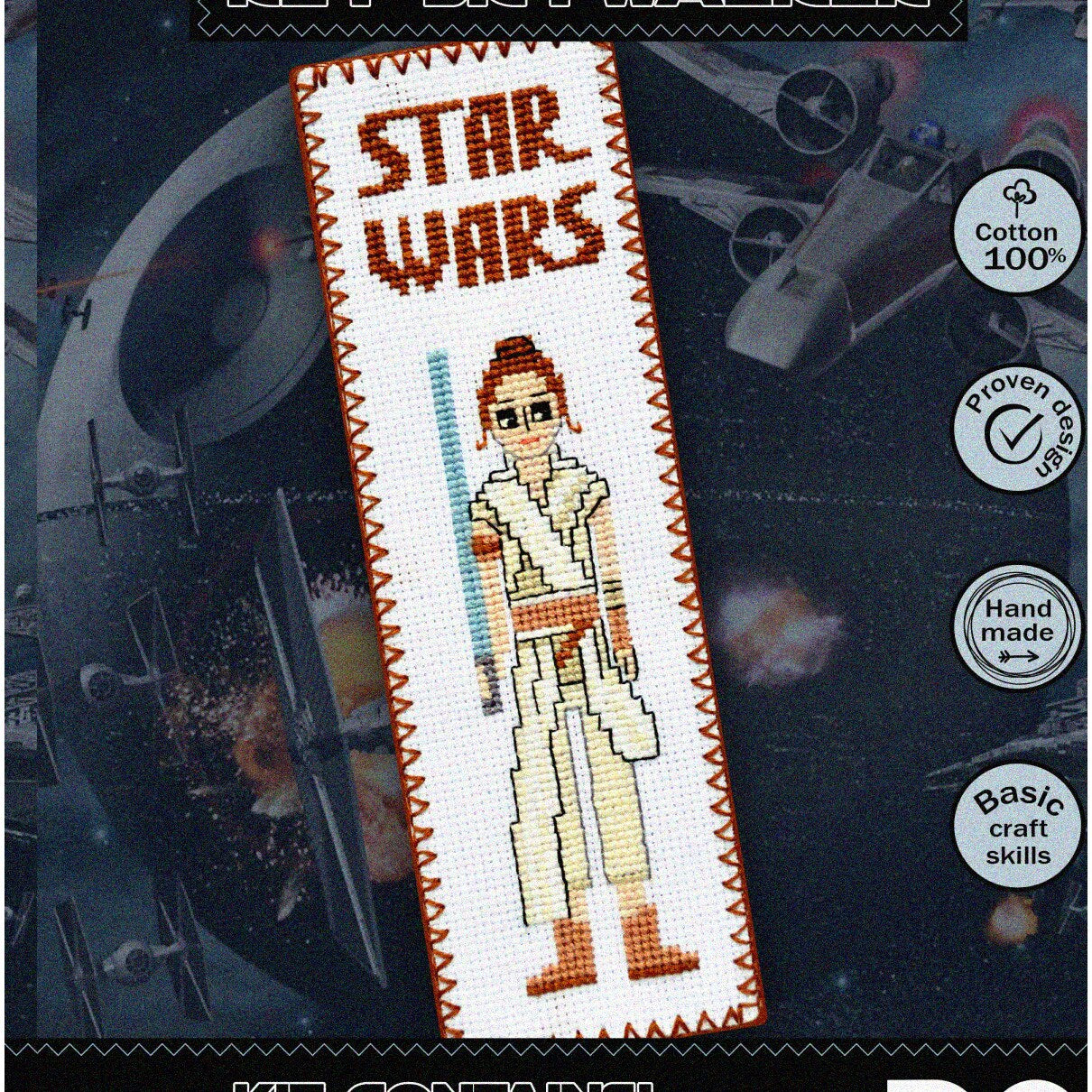 Rey Skywalker Cross Stitch Bookmark Kit for Embroidery