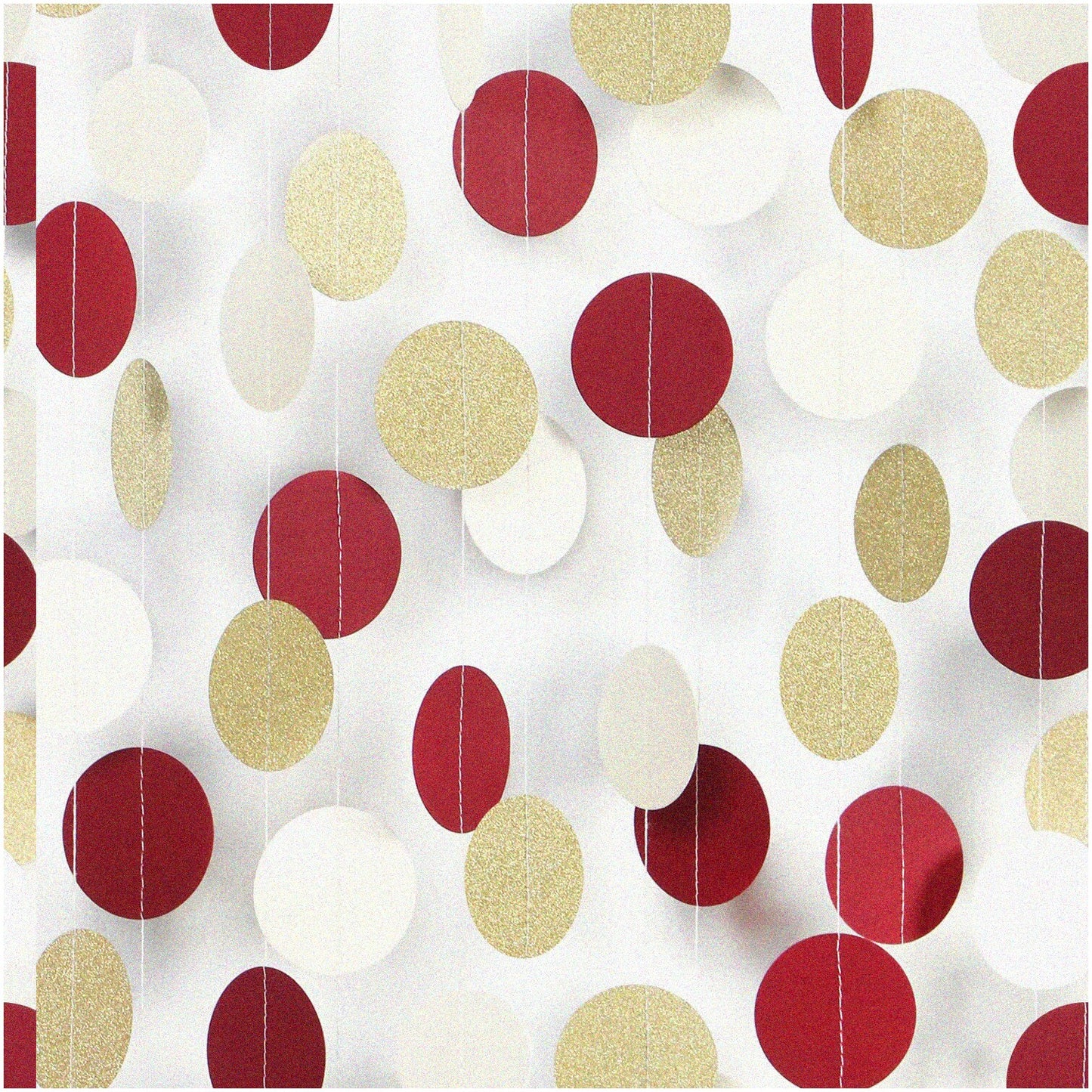 52ft Garland with Burgundy Ivory Gold Streamers