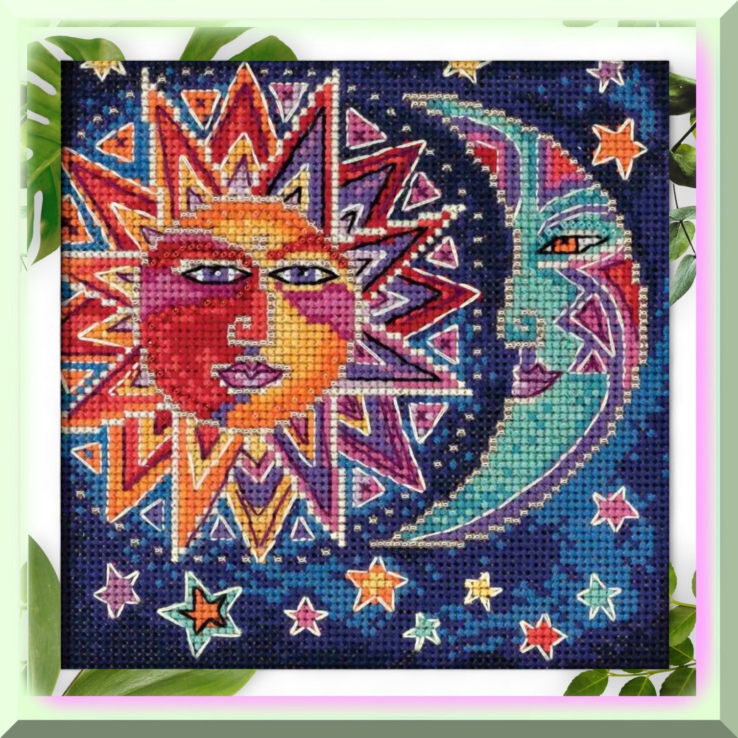 Celestial Beaded Cross Stitch Kit Sun & Moon