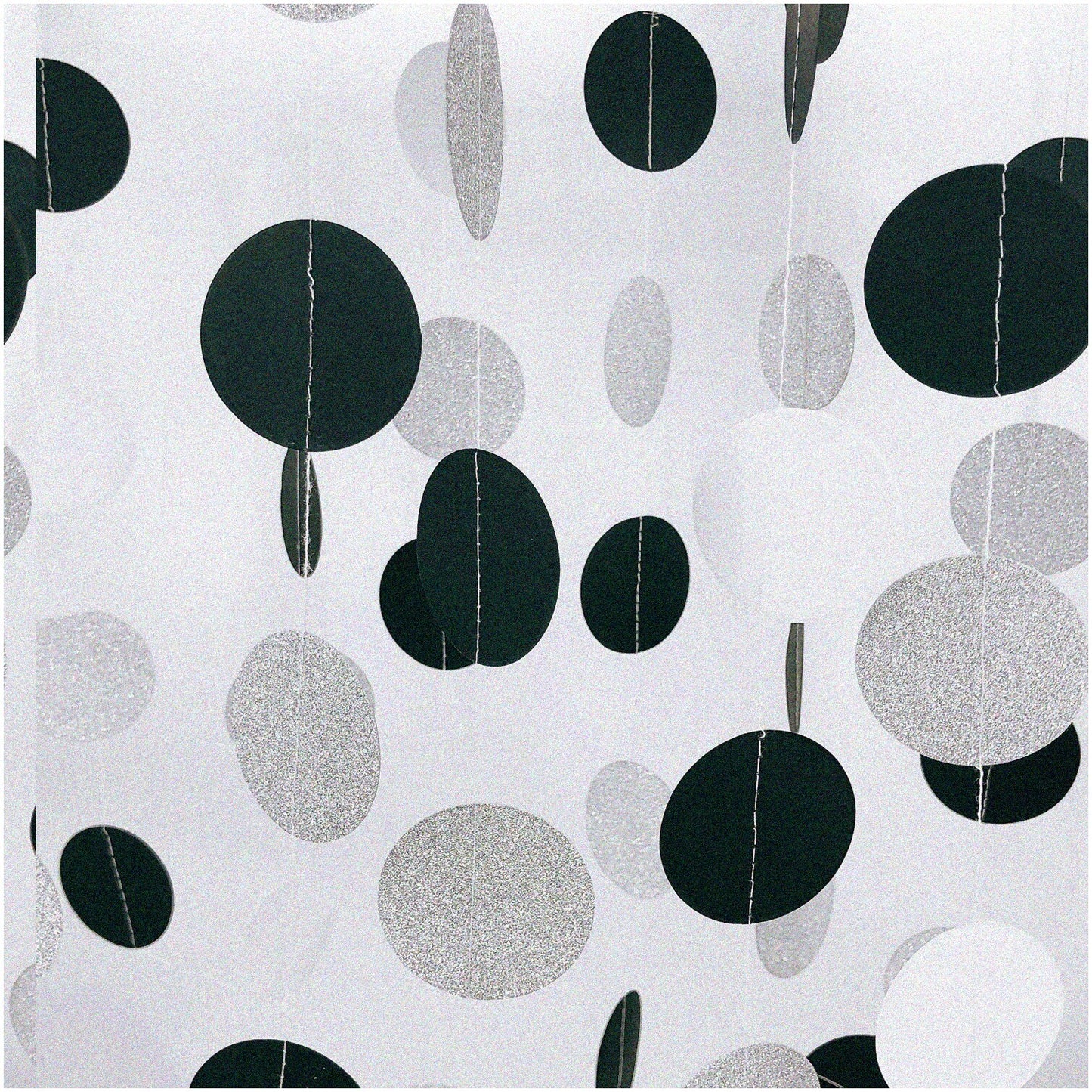 Sparkling Silver Circle Dots Hanging Paper Garlands 26ft