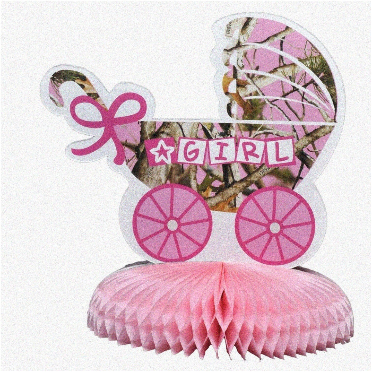 Camo Baby Girl Party Centerpiece 12.5" x 10.5"
