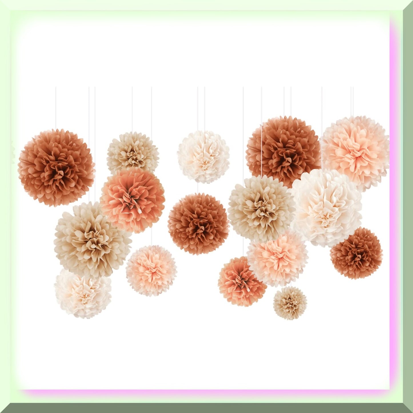 16 pcs Earth Tone Tissue Paper Pom Poms Set