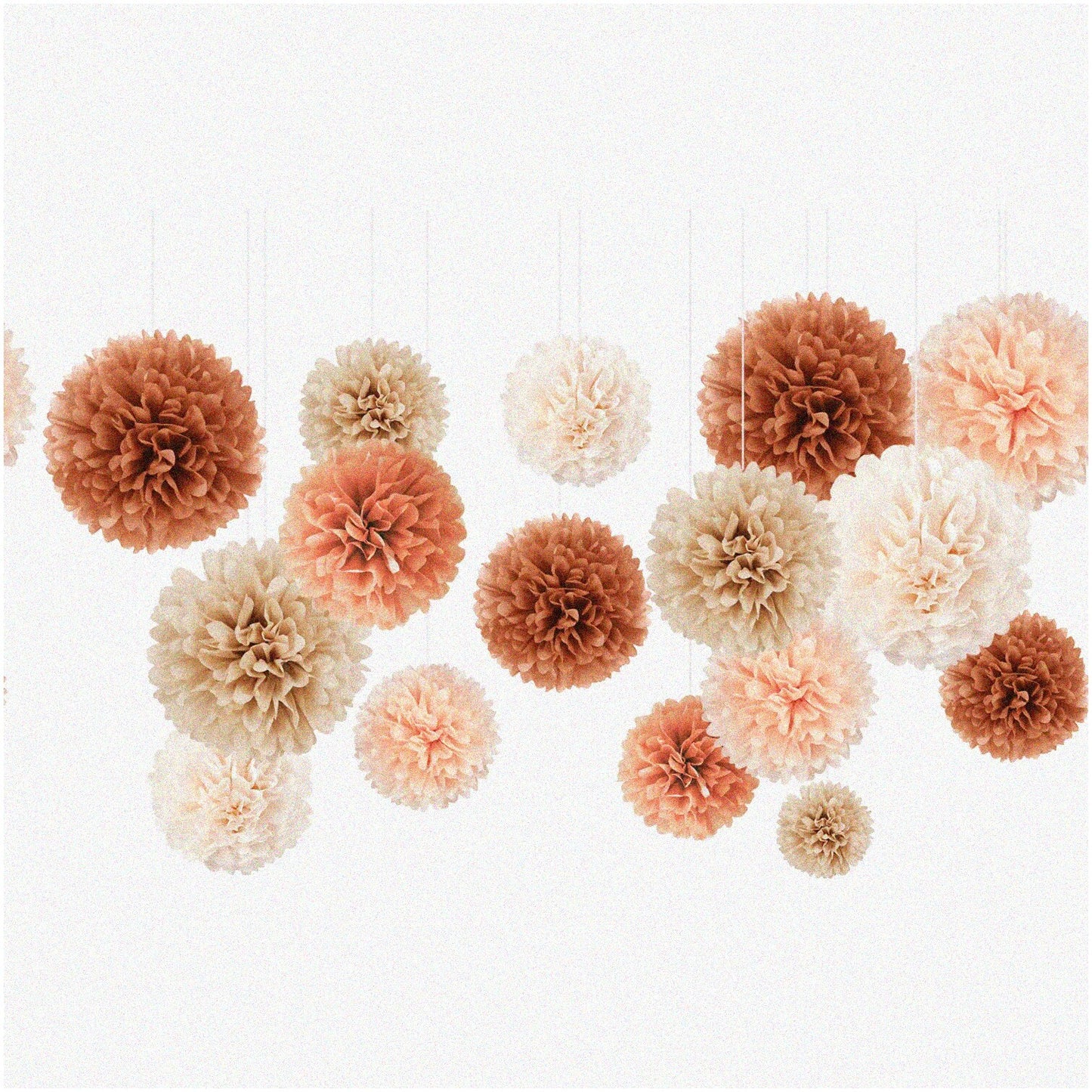16 pcs Earth Tone Tissue Paper Pom Poms Set
