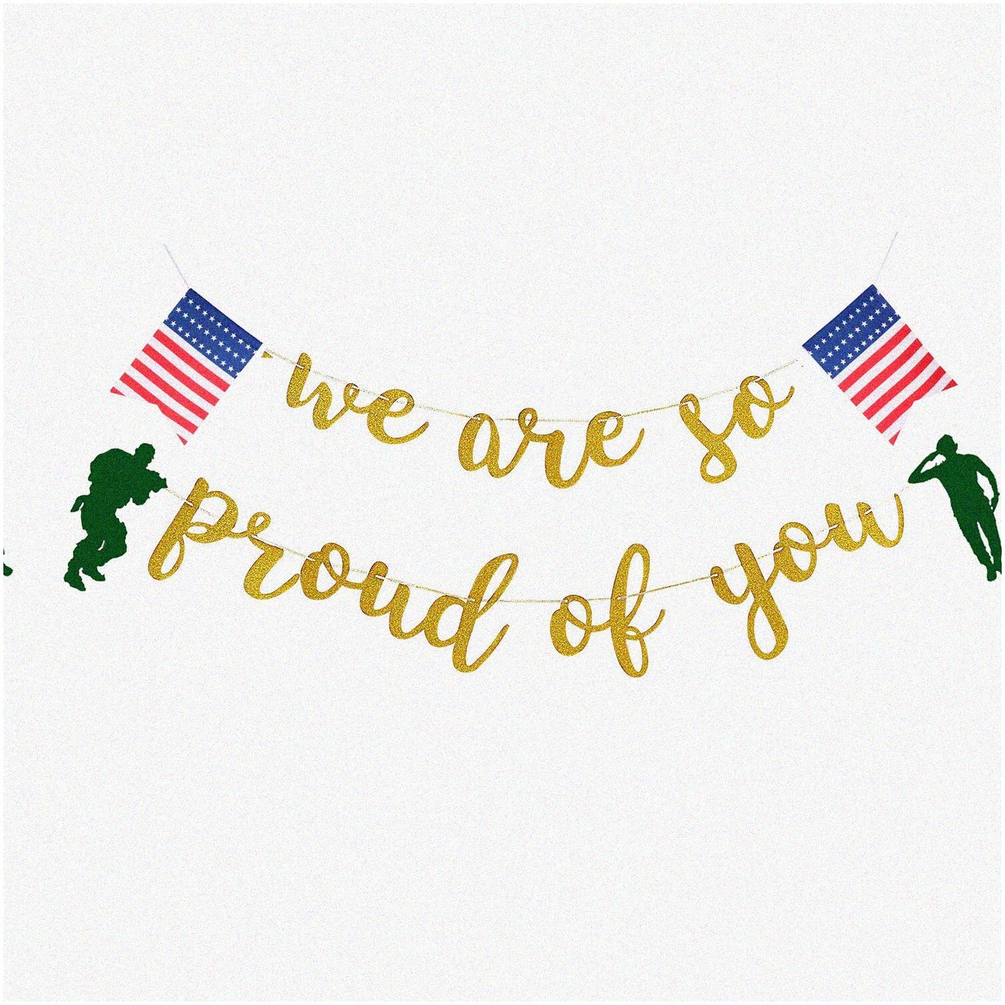 Patriotic Soldier Banners Set of 2 Felt Decorations