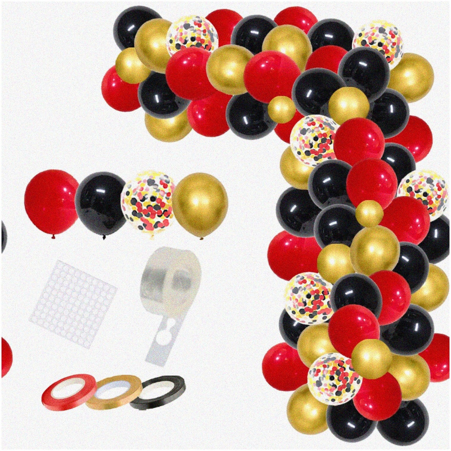 Red Black Gold Party Balloon Arch Kit 121PCS