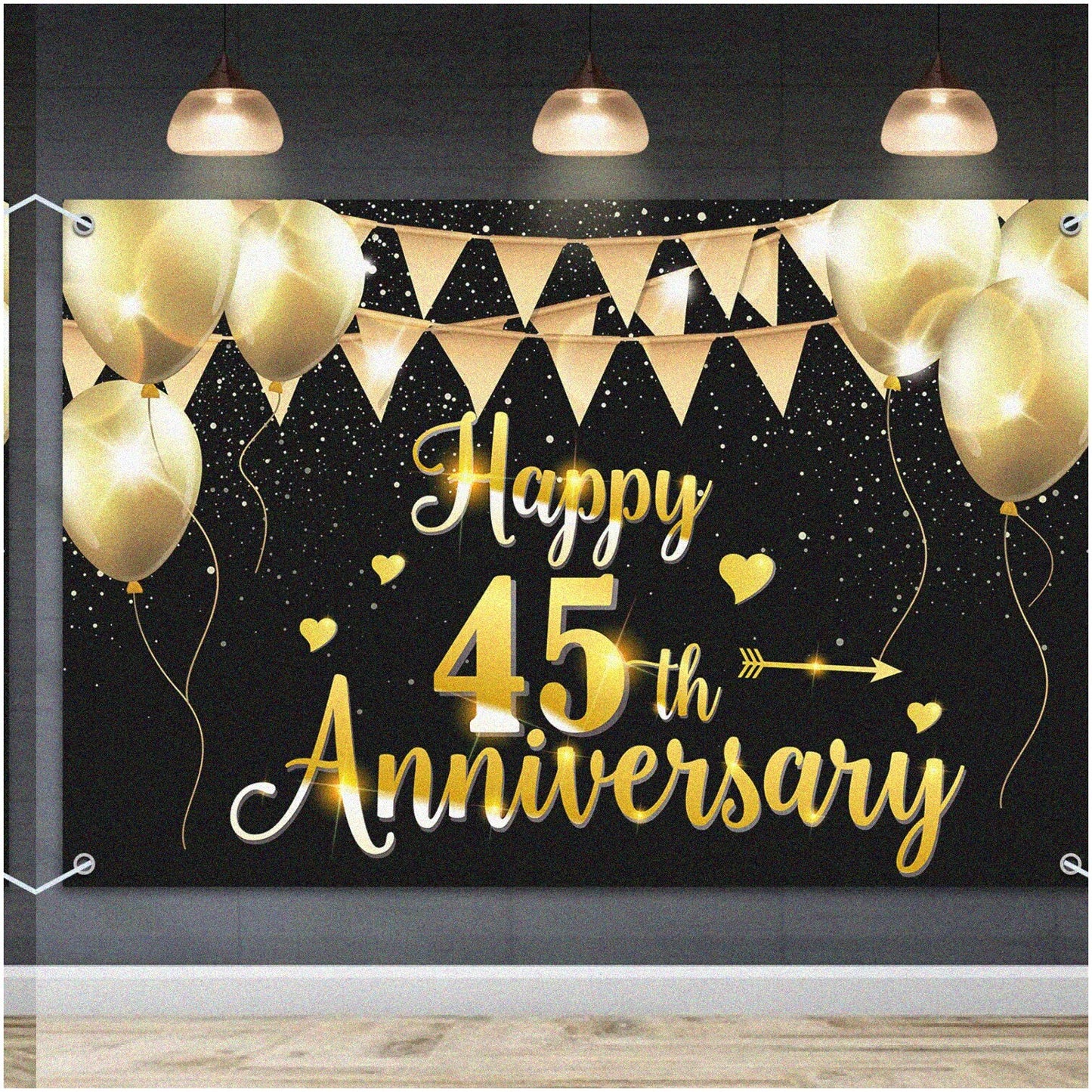 Golden Memories 45th Wedding Anniversary Backdrop 6x4 ft