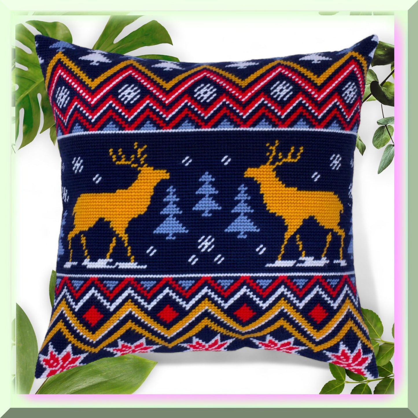 Winter Moose Cross-Stitch Kit for Beginners