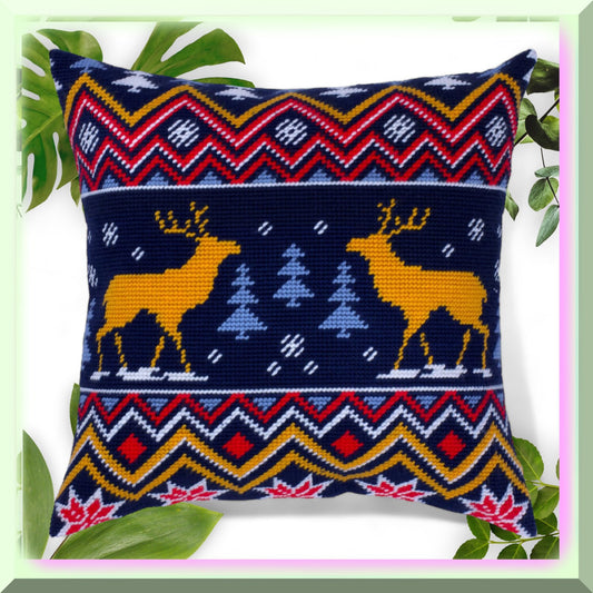 Winter Moose Cross-Stitch Kit for Beginners