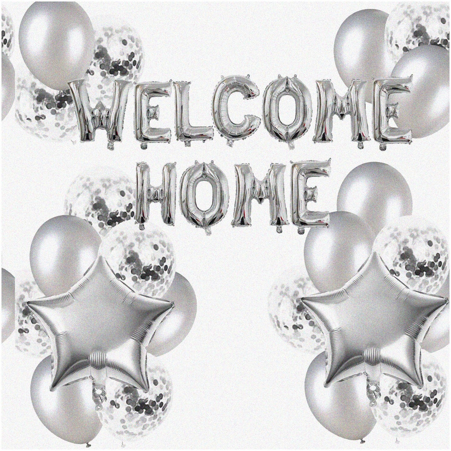 Starry Welcome Home Celebration Kit 24 Pack Silver Balloons