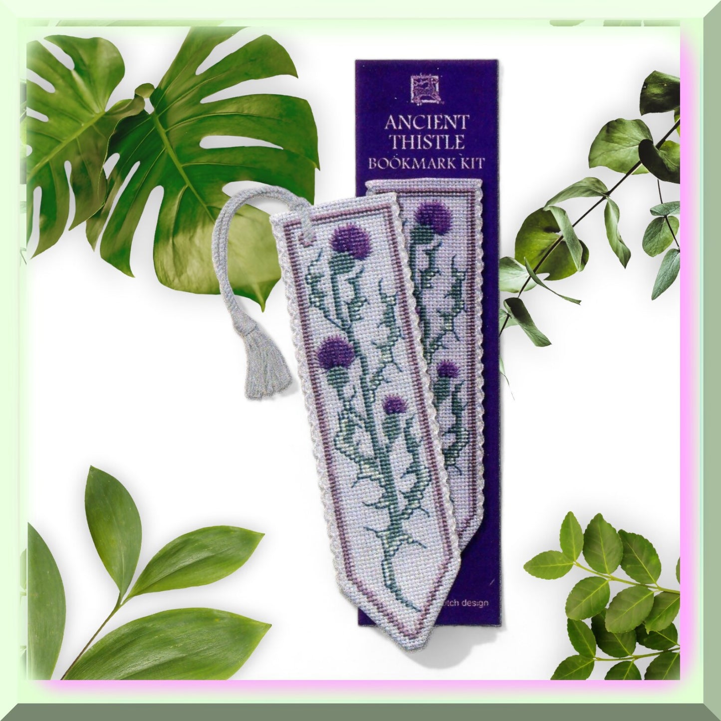 Ancient Thistle Cross Stitch Bookmark Kit for Beginners