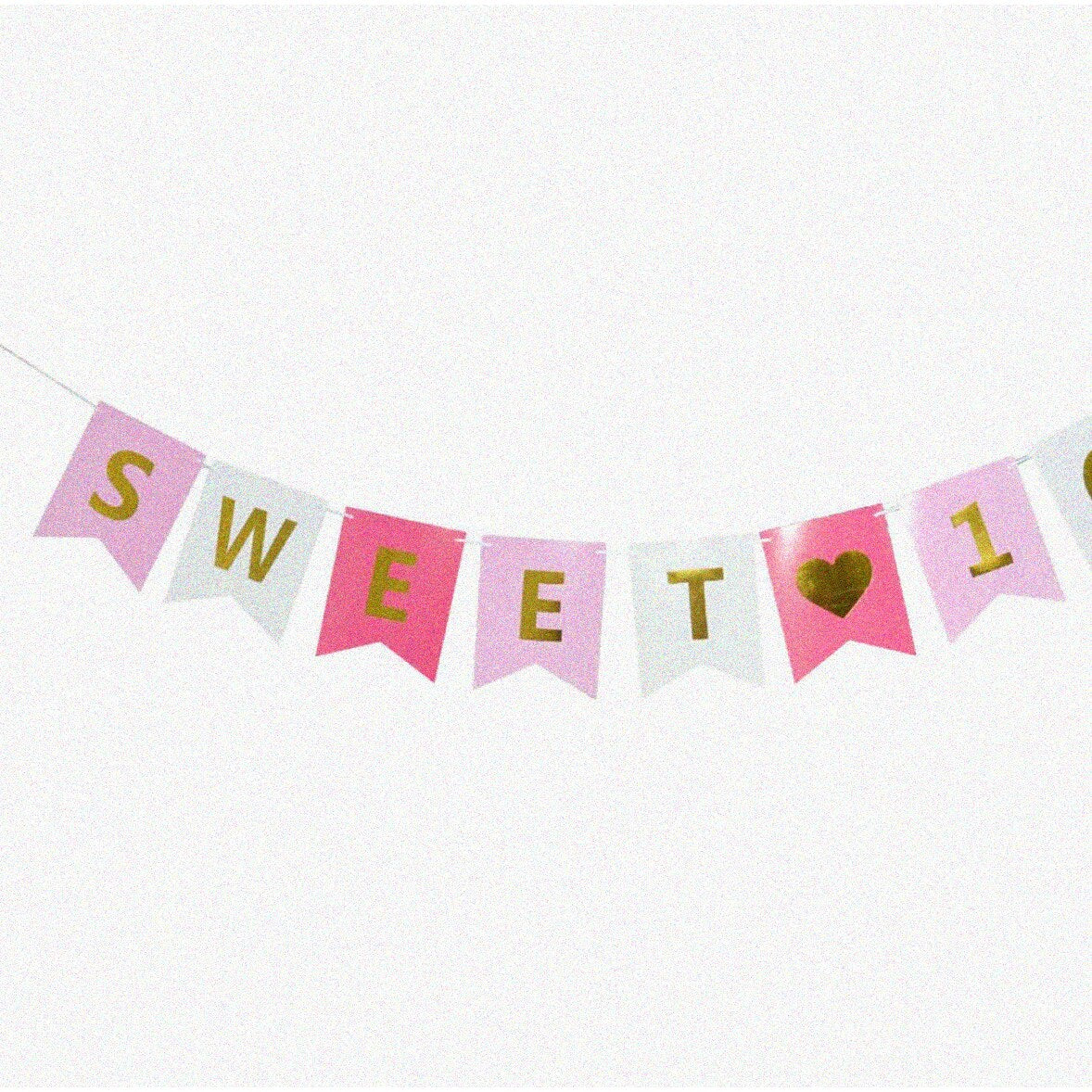 Sweet 16 Banner Set, Gold Pink, 8 Pieces