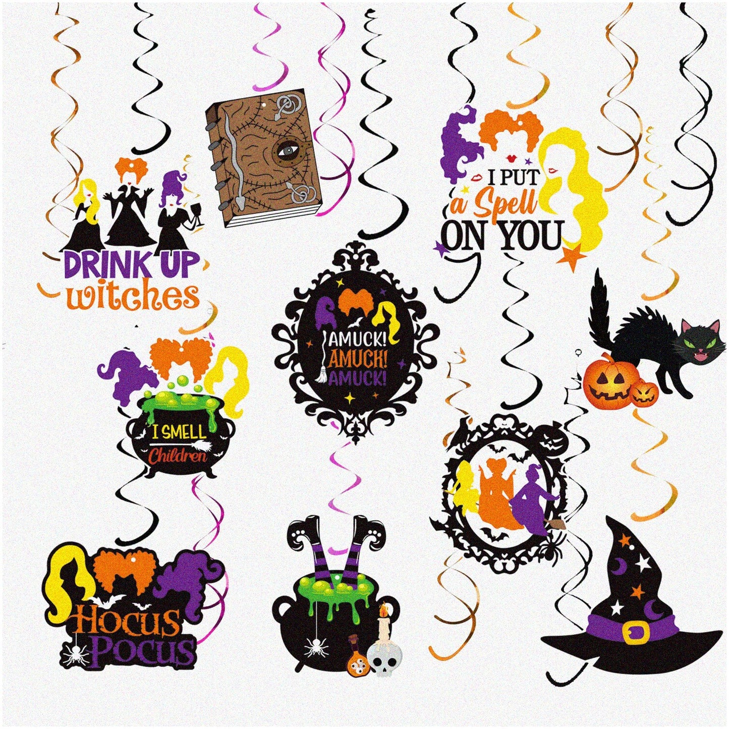 Hocus Pocus Swirls Hanging Decorations 30pcs