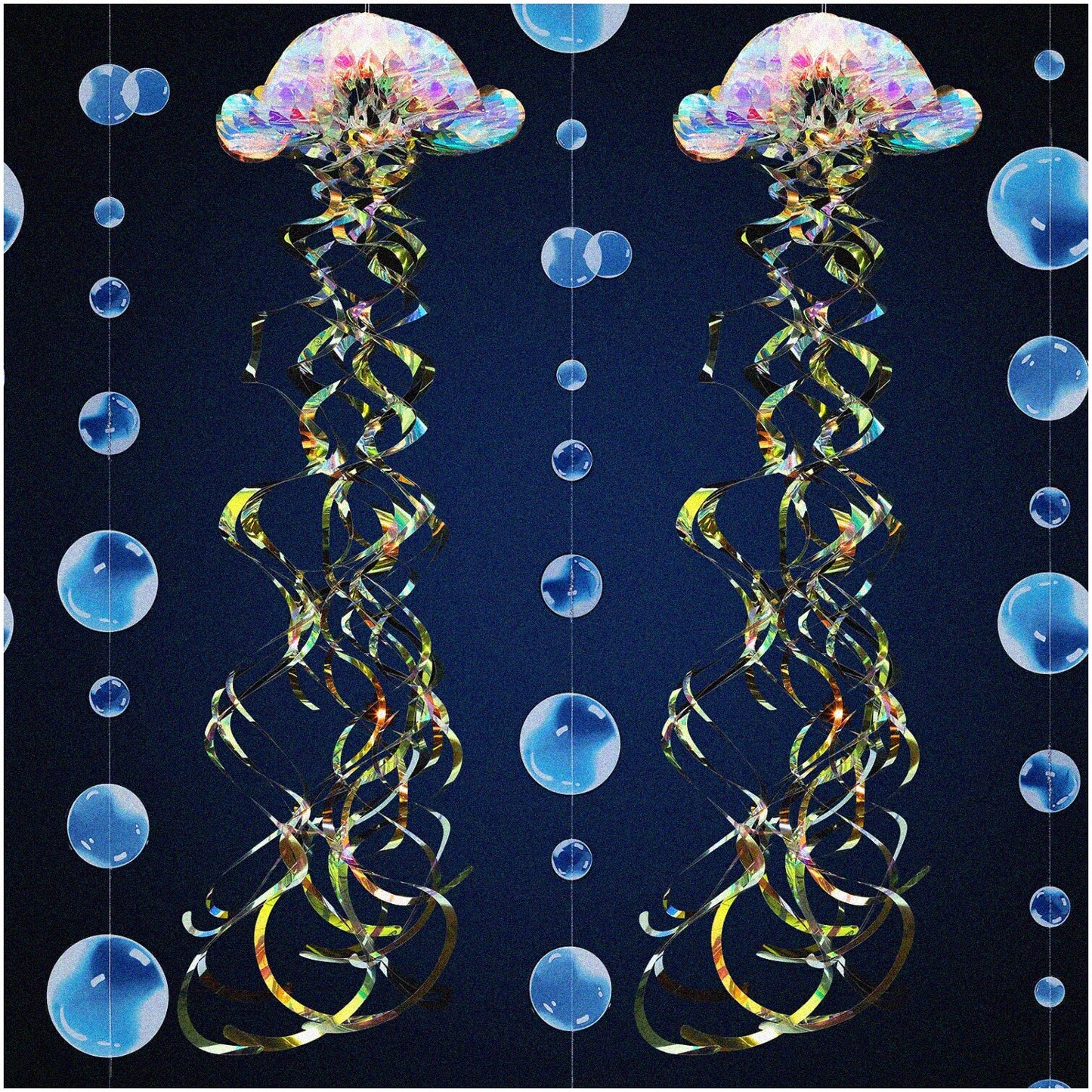 Glittery Iridescent Jellyfish Hanging Decor Set