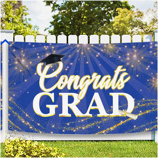 Blue and Gold Graduation Banner 72x44 Inches