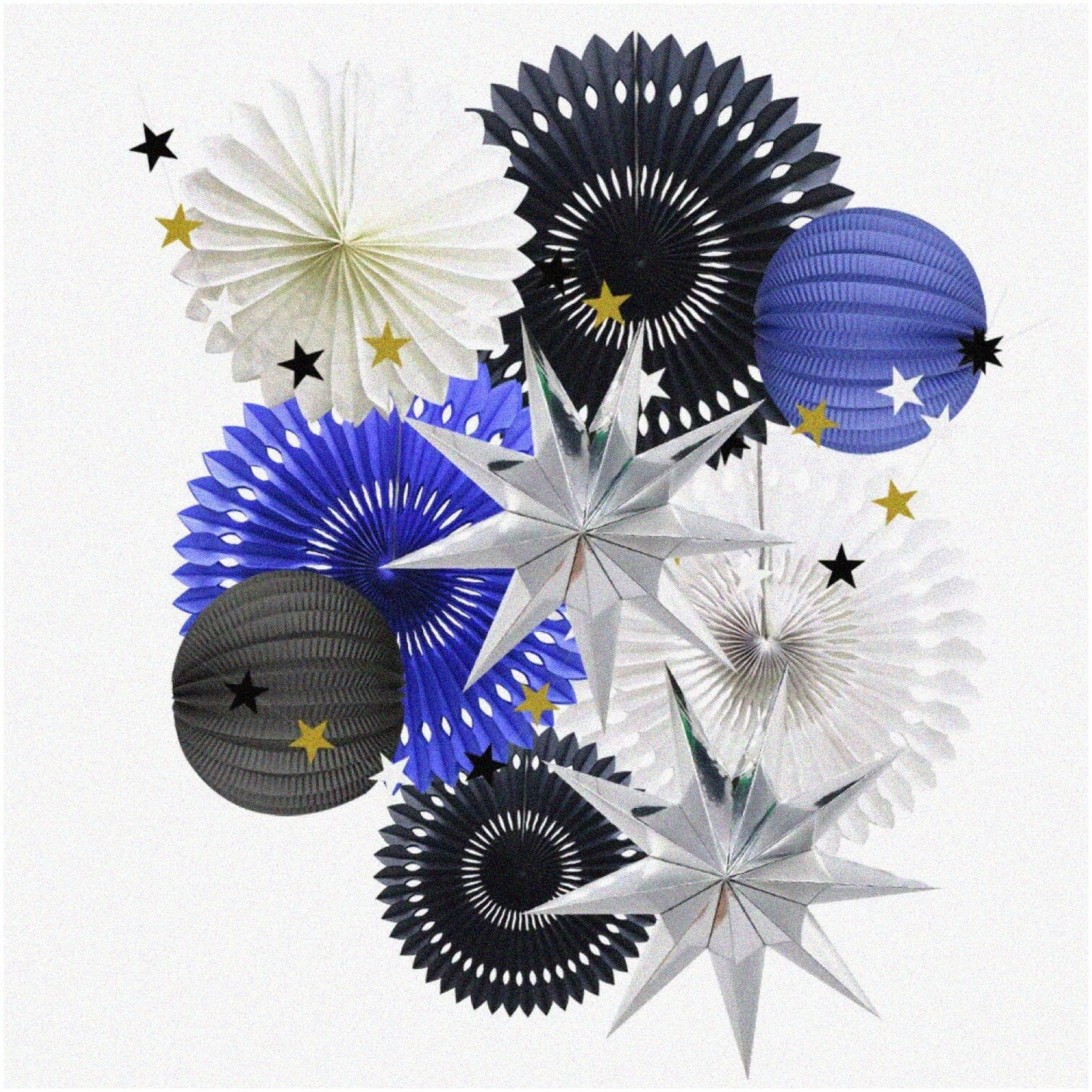 Hanging Party Decor Kit with Fans, Lanterns, Garland