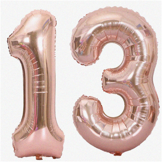 Rose Gold 13th Birthday Number 13 Balloons 40 Inch