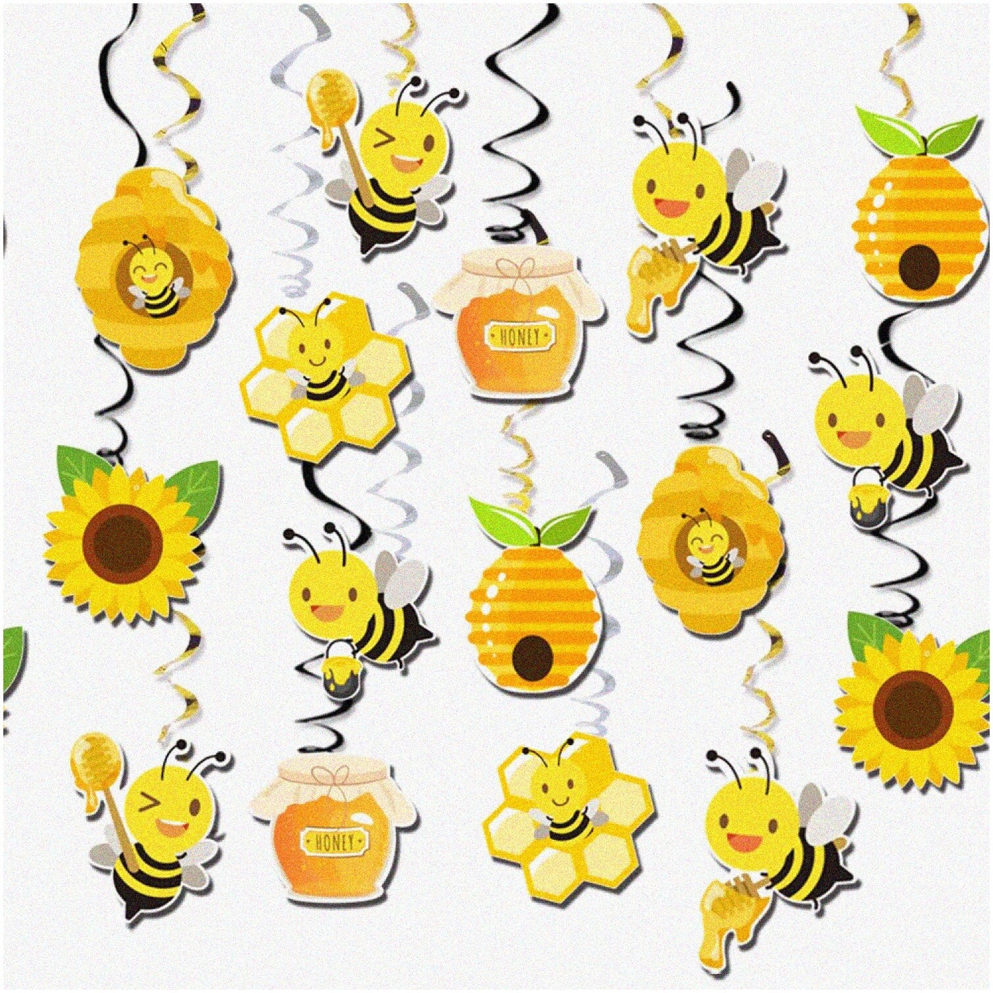 32PCS Hanging Swirl Decorations for Honey Bee Themed Celebrations