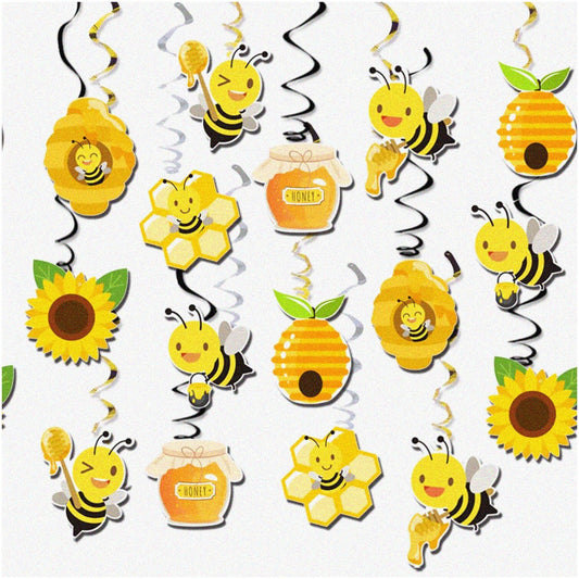 32PCS Hanging Swirl Decorations for Honey Bee Themed Celebrations