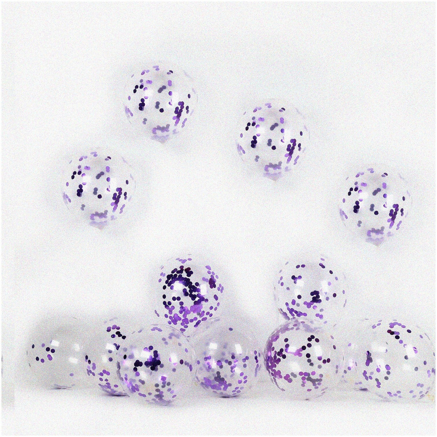 50-Pack 12-Inch Clear Balloons with Purple Confetti