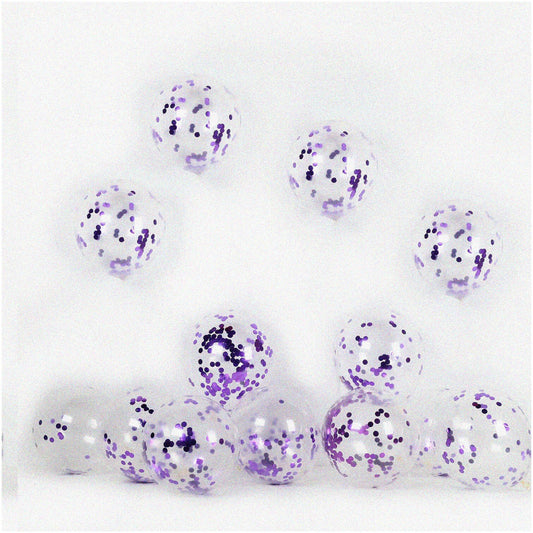 50-Pack 12-Inch Clear Balloons with Purple Confetti