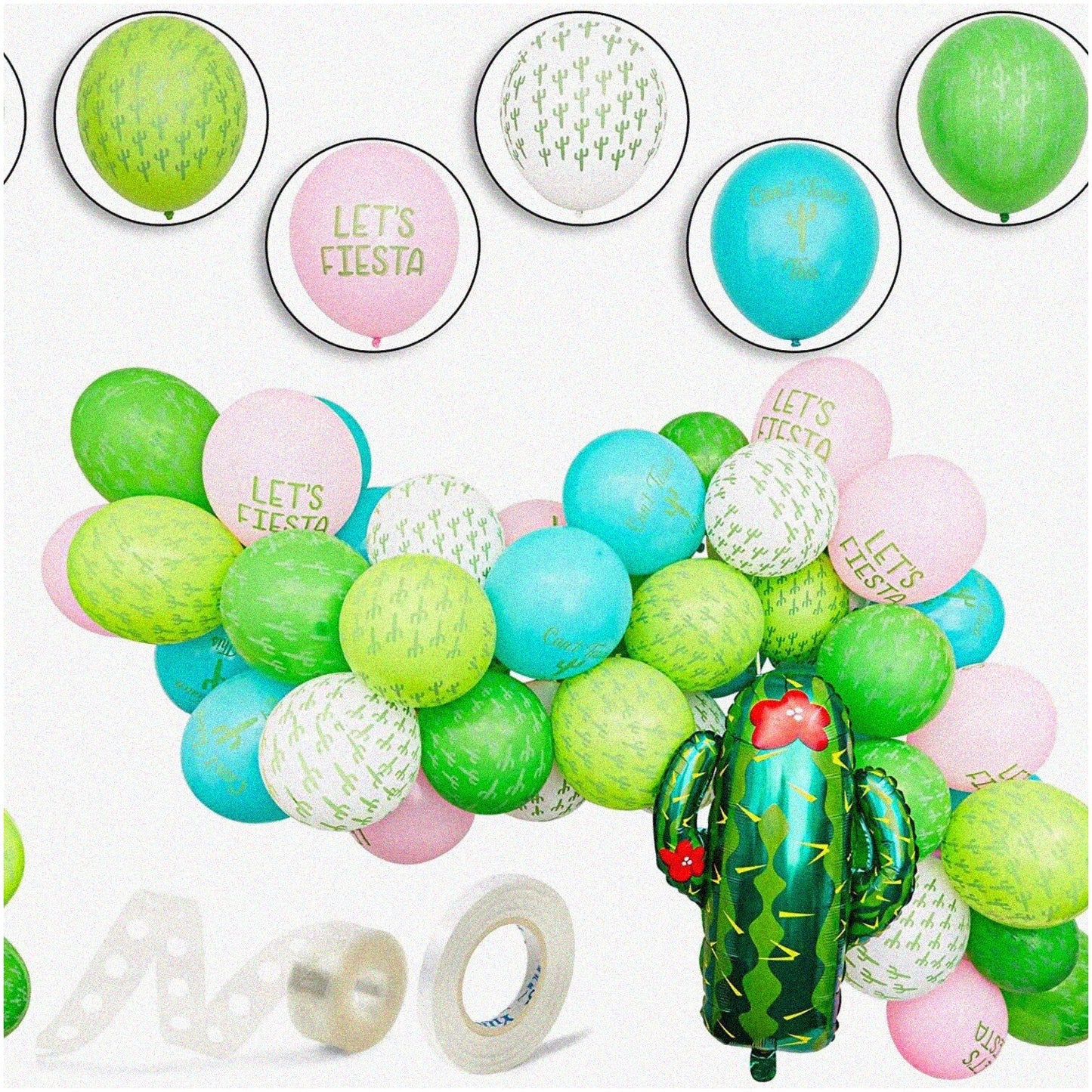 50 Latex Balloons and Ribbons Fiesta Pack