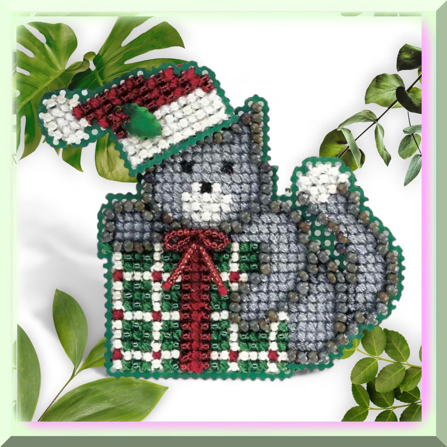 Winter Beaded Cross Stitch Ornament Kit for Holiday Decor