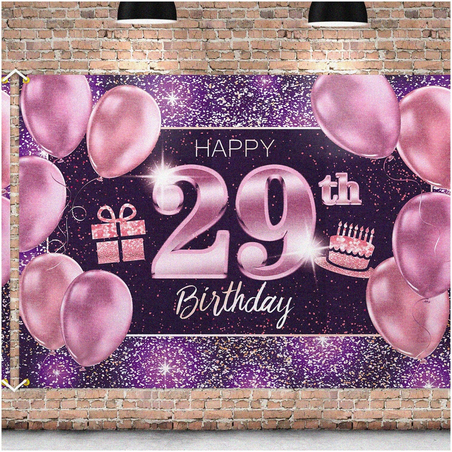 29th Birthday Party Decorations Set with 4x6ft Backdrop and 13ft Banner