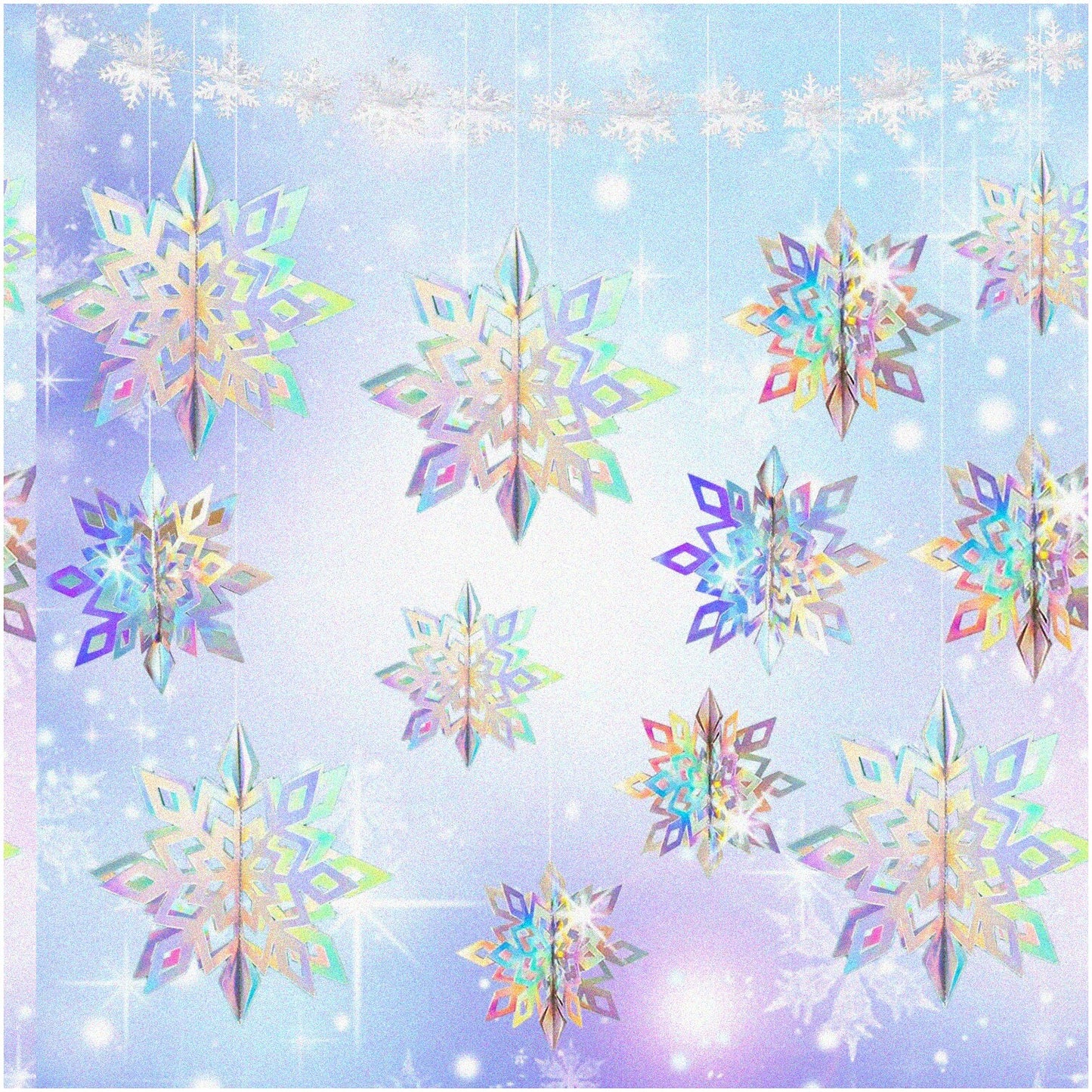 Winter Wonderland Snowflake Party Decor Kit 24 White Paper Snowflakes