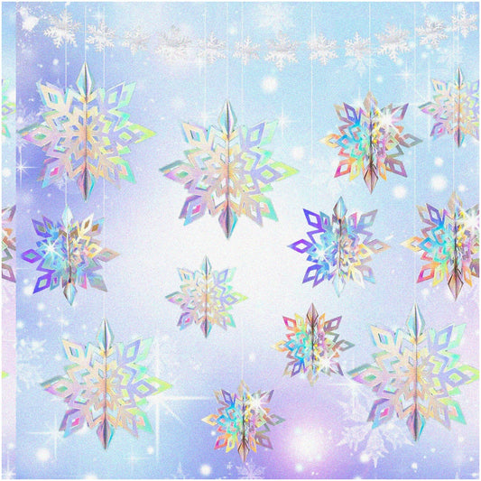 Winter Wonderland Snowflake Party Decor Kit 24 White Paper Snowflakes