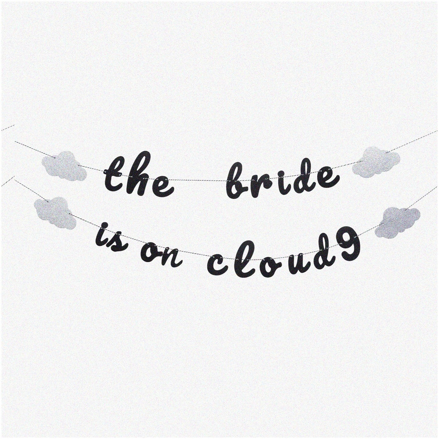 Cloud 9 Blissful Bride Banner Silver Glitter for Wedding