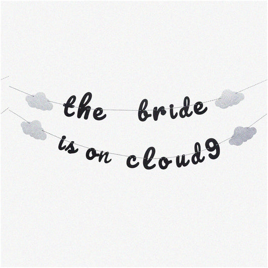 Cloud 9 Blissful Bride Banner Silver Glitter for Wedding