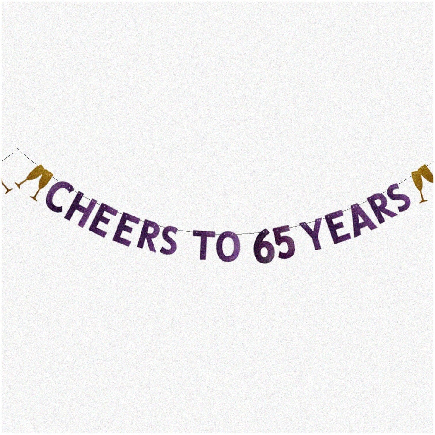 Purple Glitter 65th Wedding Anniversary Banner
