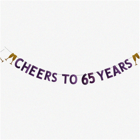 Purple Glitter 65th Wedding Anniversary Banner