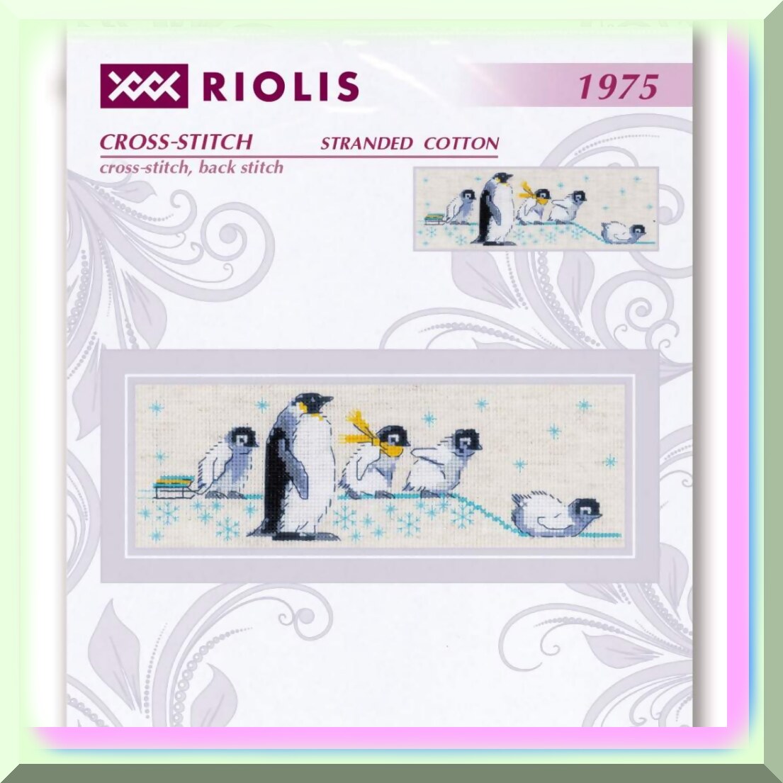 Whimsical Penguin Cross Stitch Kit with 14 Count Fabric