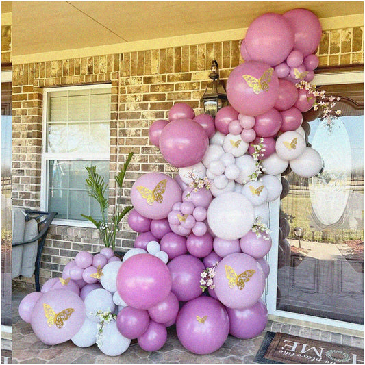 Pink and Purple Butterfly Balloon Garland Kit 137pcs