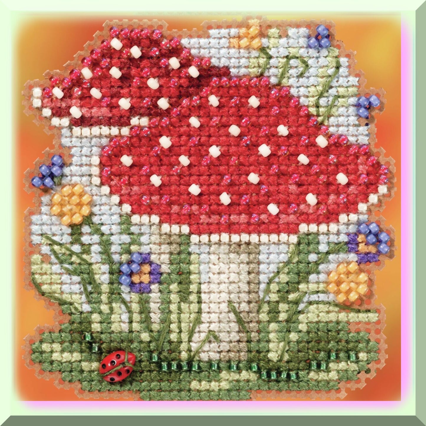 Vibrant Cross Stitch Kit with Beads and Crystal Treasures