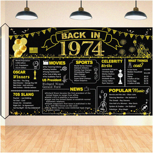 50th Birthday Vintage Décor Set with Banner and Backdrop