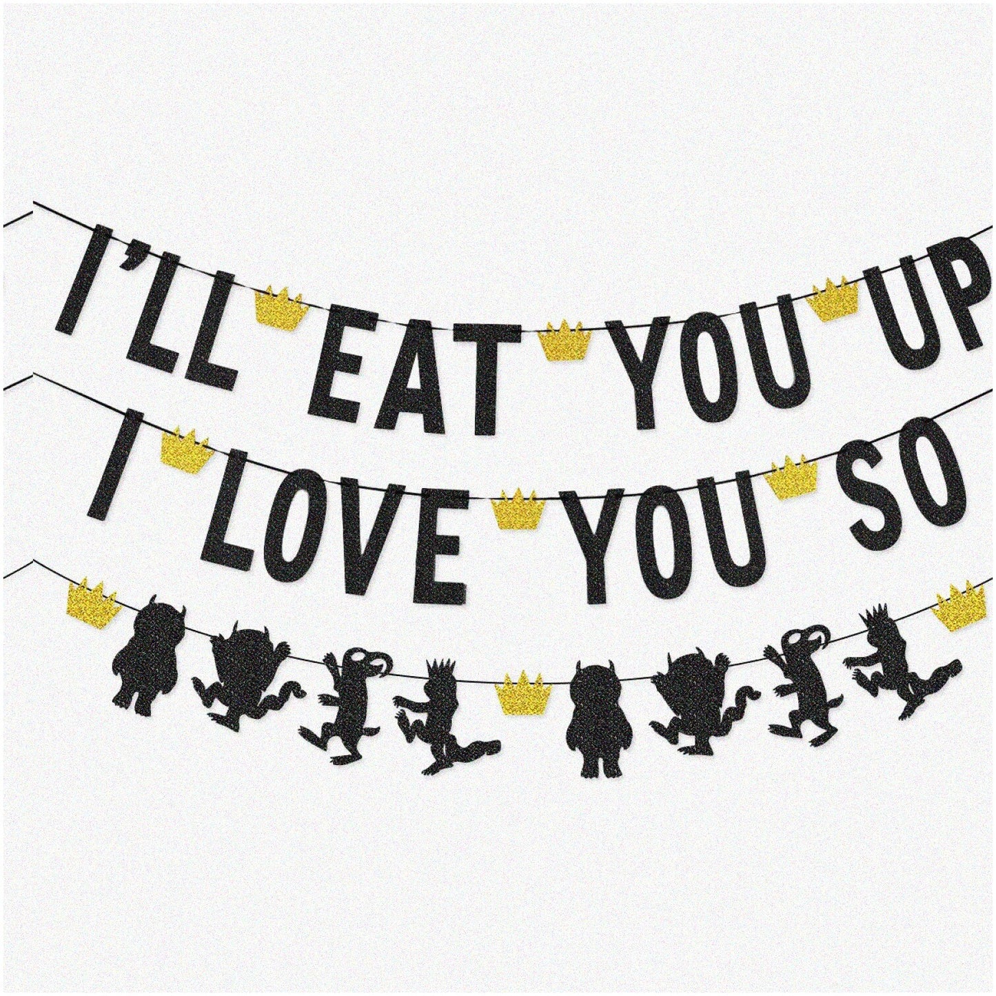 Wild Rumpus Birthday Banner Garland Glitter Card Stock