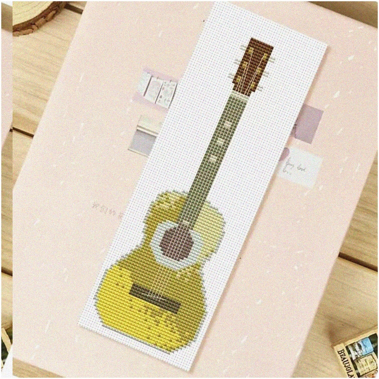 DIY Guitar Bookmark Kit for Embroidery and Cross Stitch